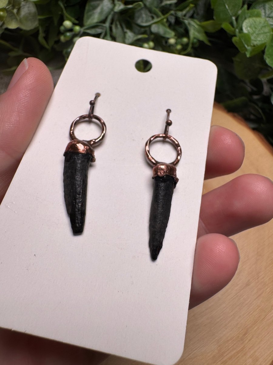Fossilized Fish (Enchodus) Teeth Earrings | Copper Ashes