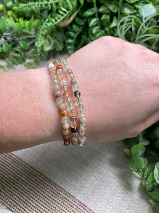 Garden Quartz 4mm Beaded Bracelet | Copper Ashes