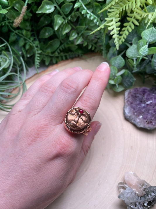 Garnet Goddess Ring Size 11 | Copper Ashes