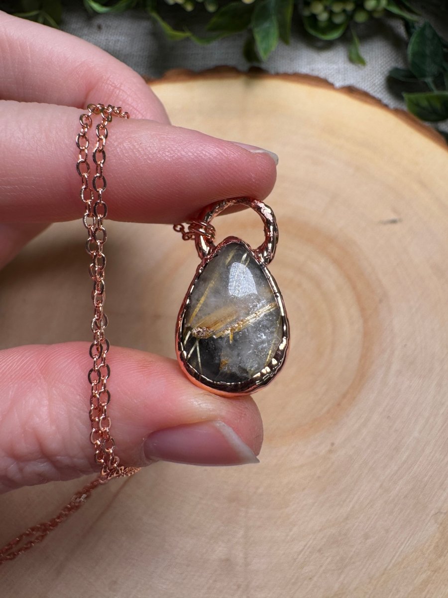 Gold Rutile Quartz Necklace | Copper Ashes