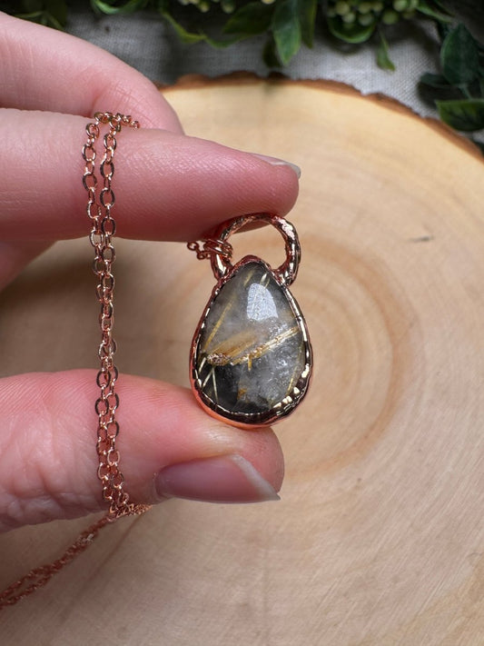 Gold Rutile Quartz Necklace | Copper Ashes