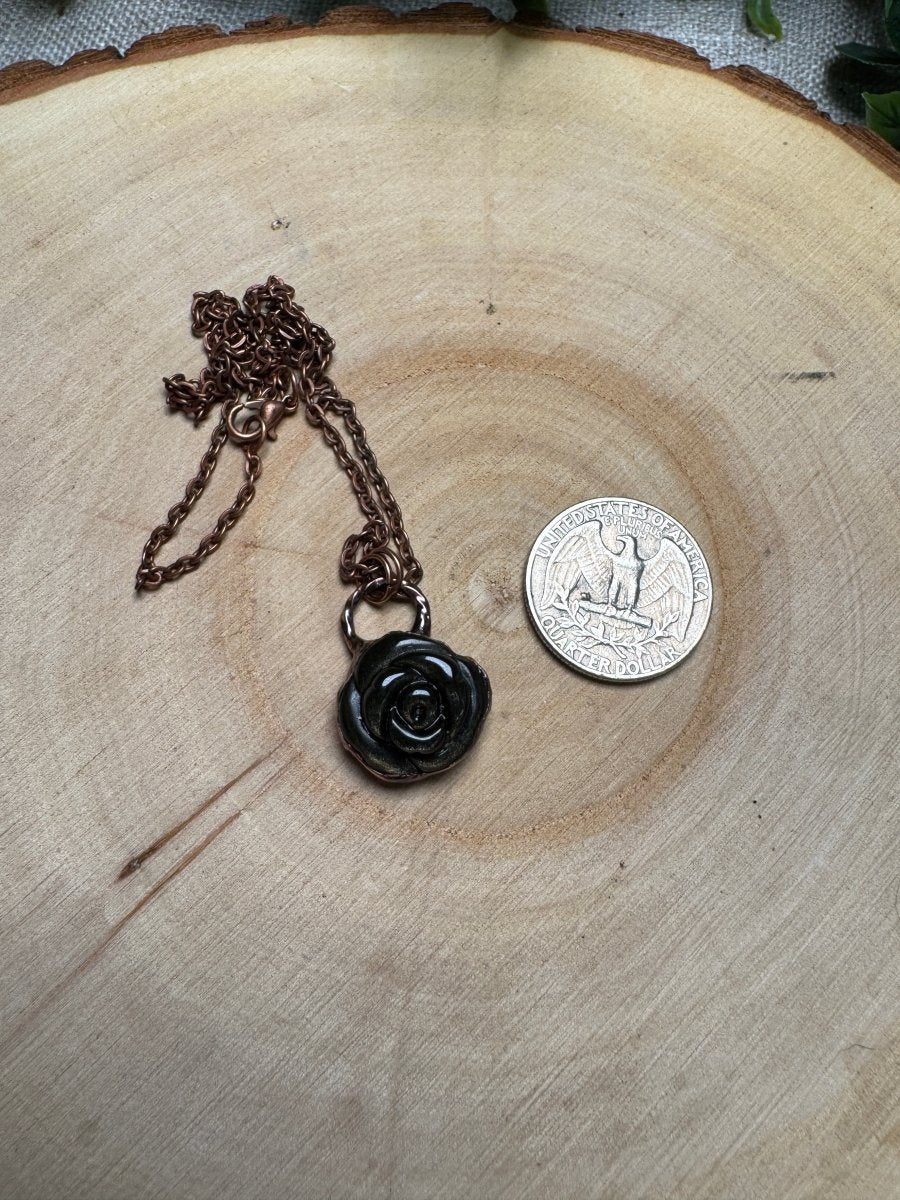 Gold Sheen Obsidian Rose Necklace | Copper Ashes