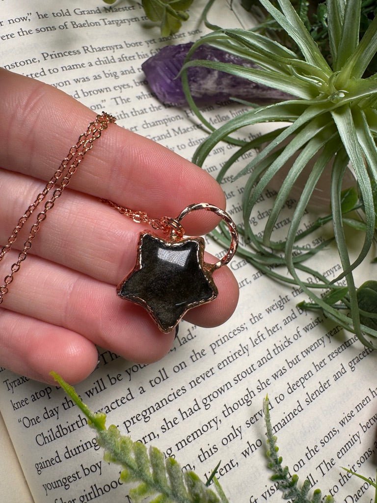 Gold Sheen Obsidian Star Necklace | Copper Ashes