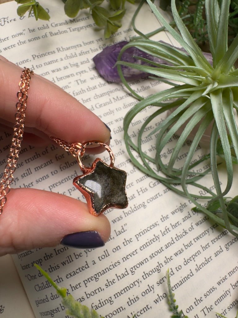 Gold Sheen Obsidian Star Necklace | Copper Ashes