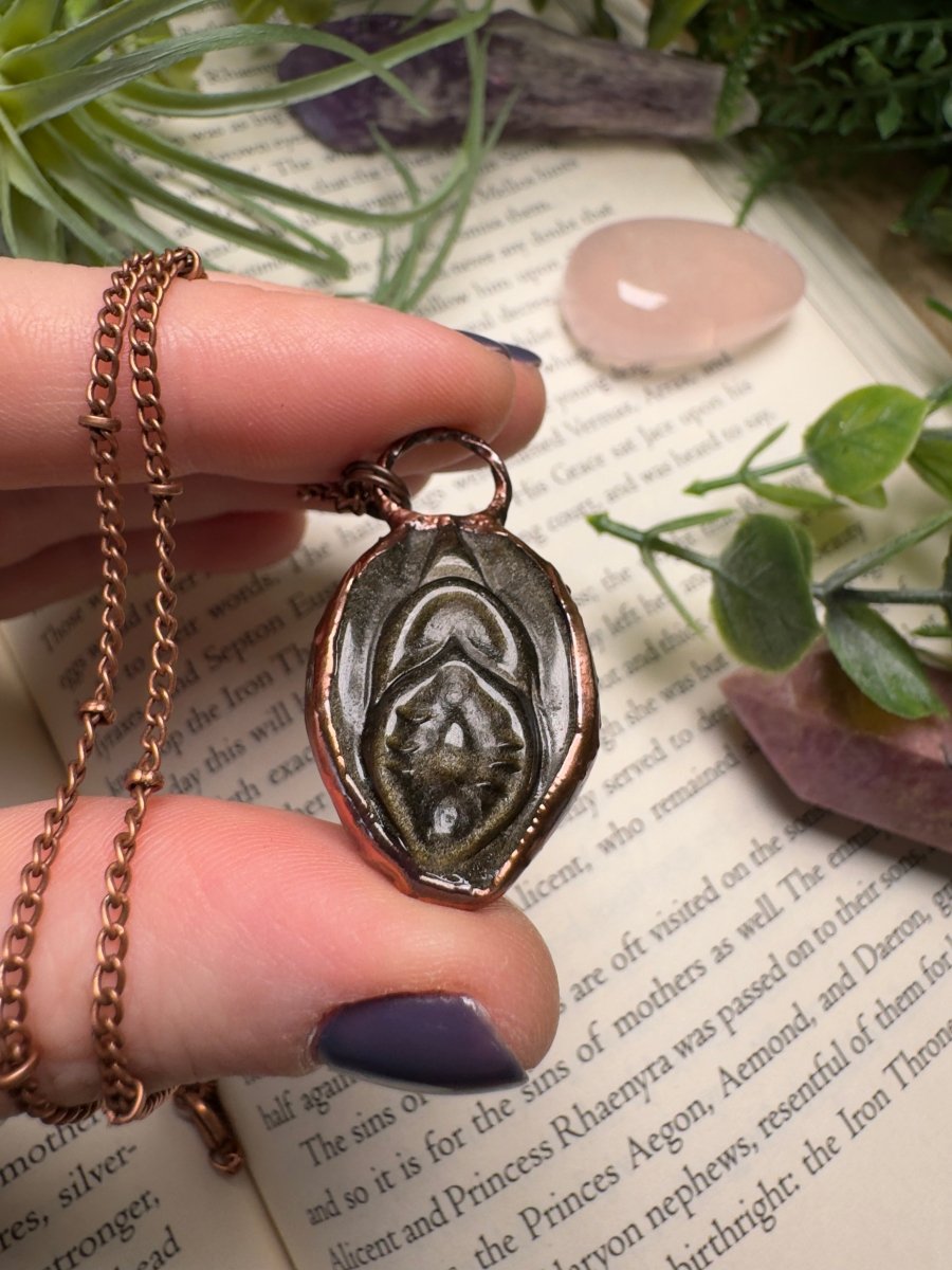 Gold Sheen Obsidian Yoni Necklace | Copper Ashes