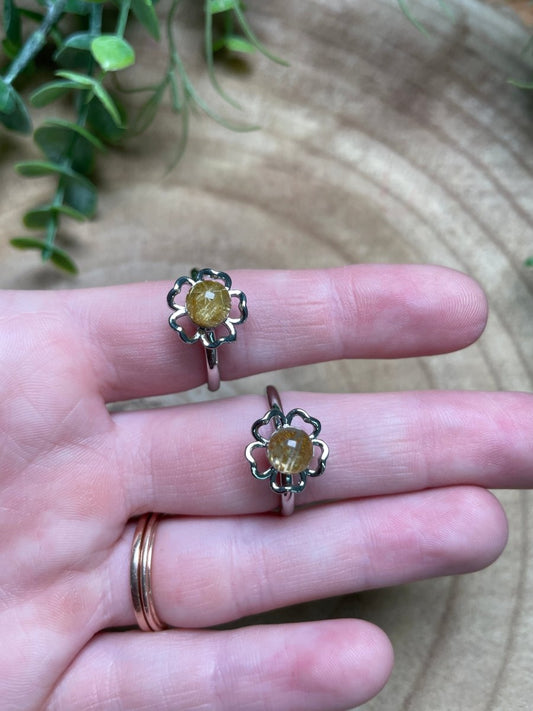 Golden Rutile Quartz Adjustable Fidget Ring | Copper Ashes
