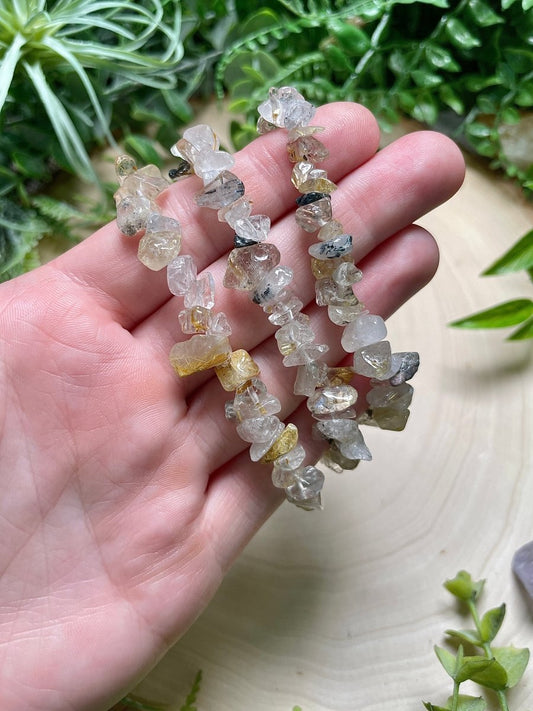 Golden Rutile Quartz Chip Bracelet | Copper Ashes