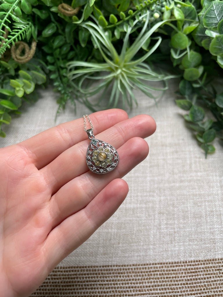 Golden Rutile Quartz Fidget Spinner Necklace | Copper Ashes