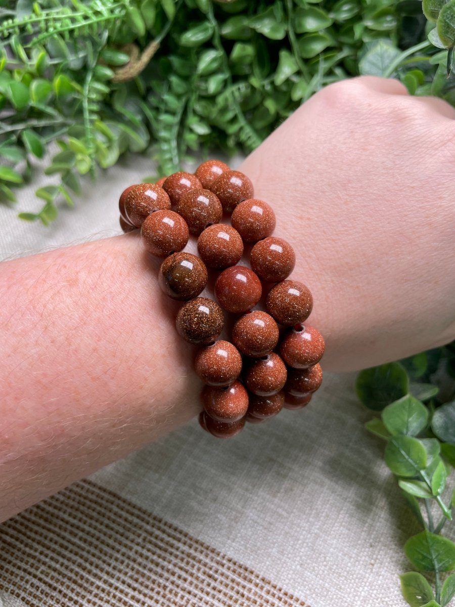 Goldstone 12mm Beaded Bracelet | Copper Ashes