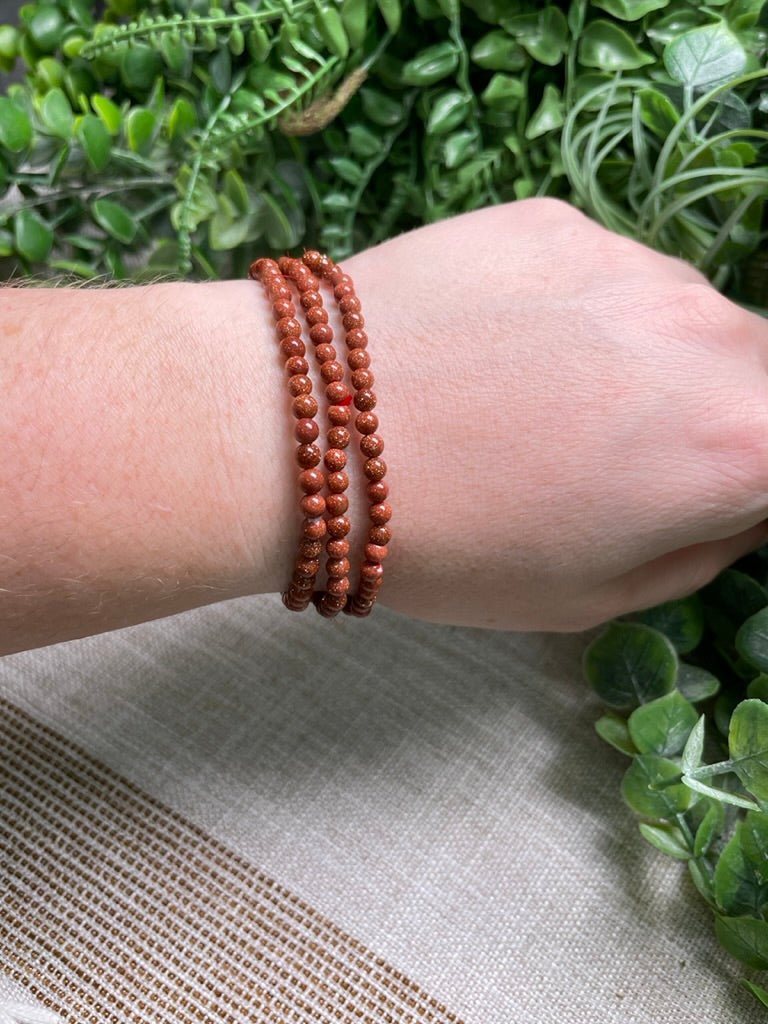 Goldstone 4mm Beaded Bracelet | Copper Ashes