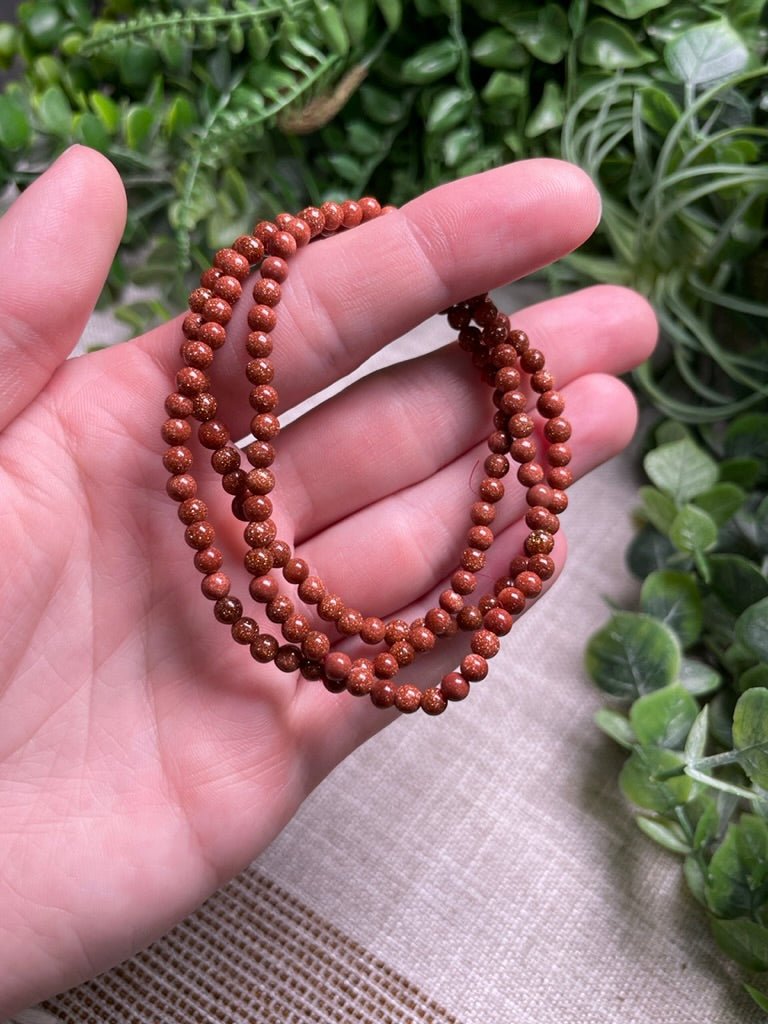 Goldstone 4mm Beaded Bracelet | Copper Ashes