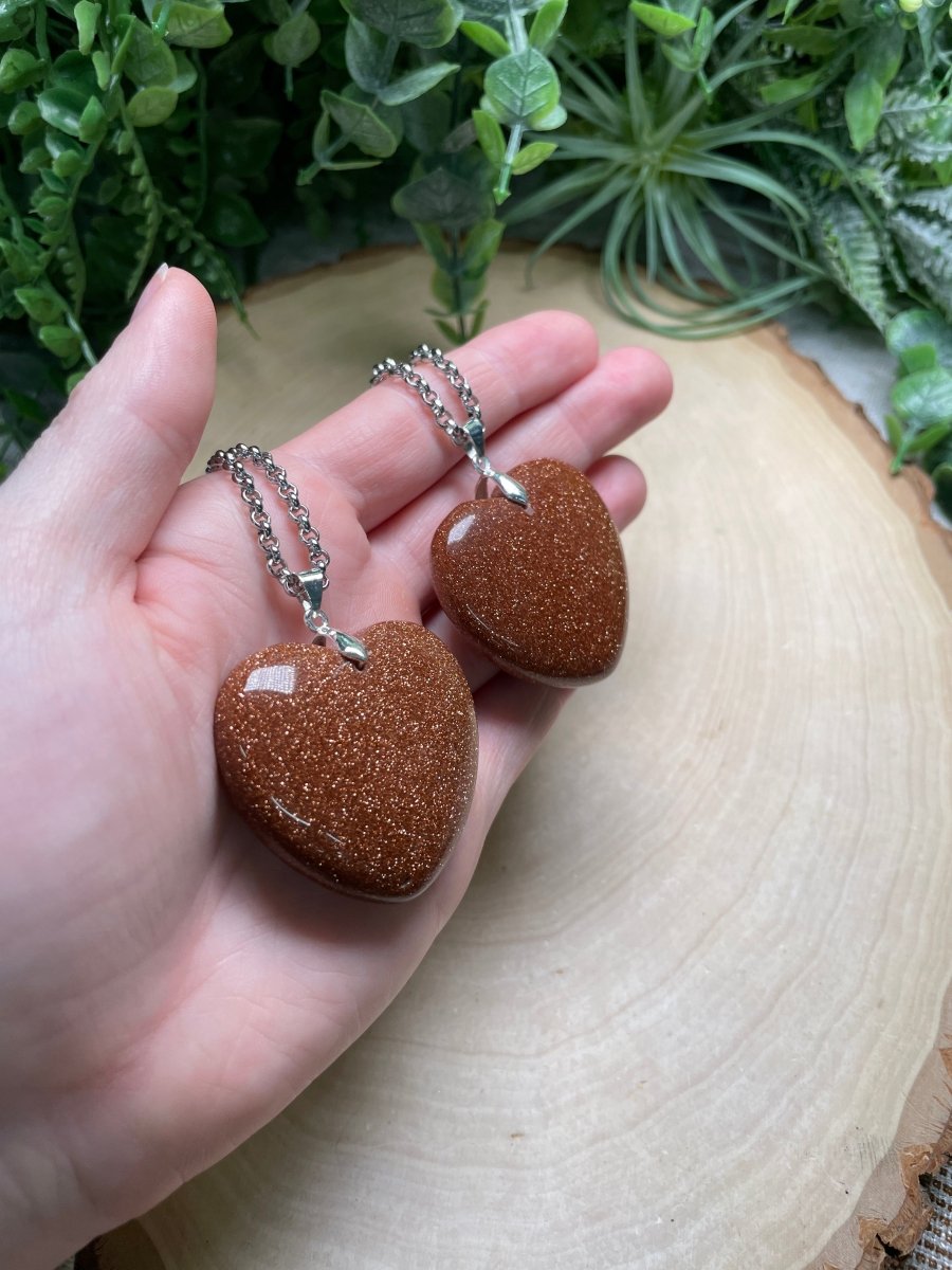 Goldstone Chunky Heart Necklace | Copper Ashes