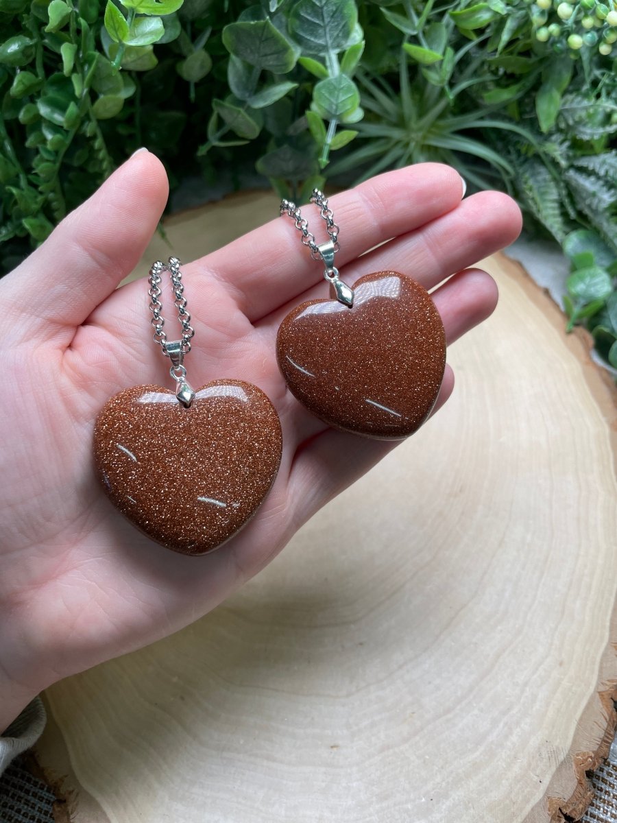 Goldstone Chunky Heart Necklace | Copper Ashes
