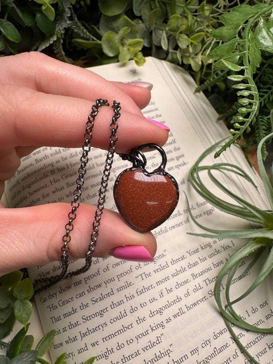 Goldstone Heart Necklace | Copper Ashes
