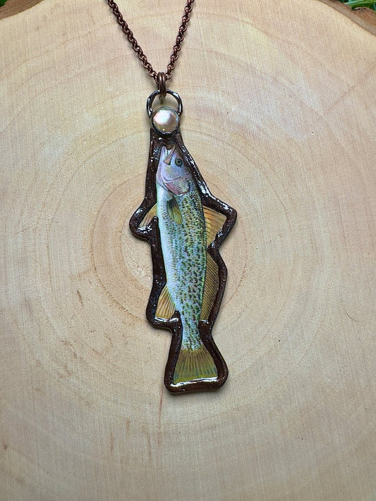 Gray Trout and Shell Necklace | Copper Ashes