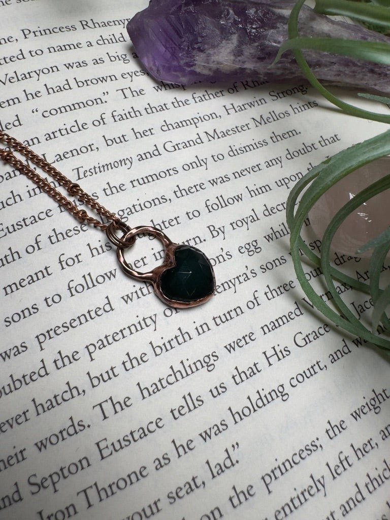 Green Agate Heart Necklace | Copper Ashes