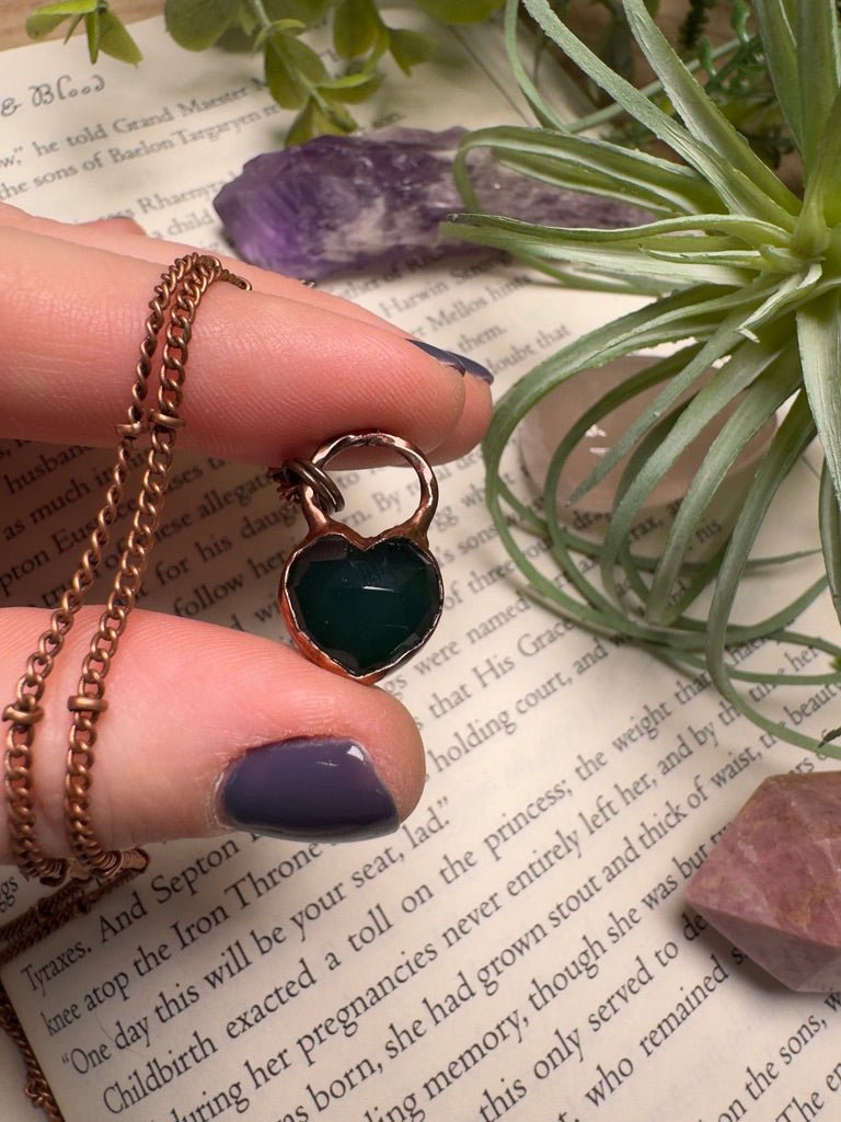 Green Agate Heart Necklace | Copper Ashes