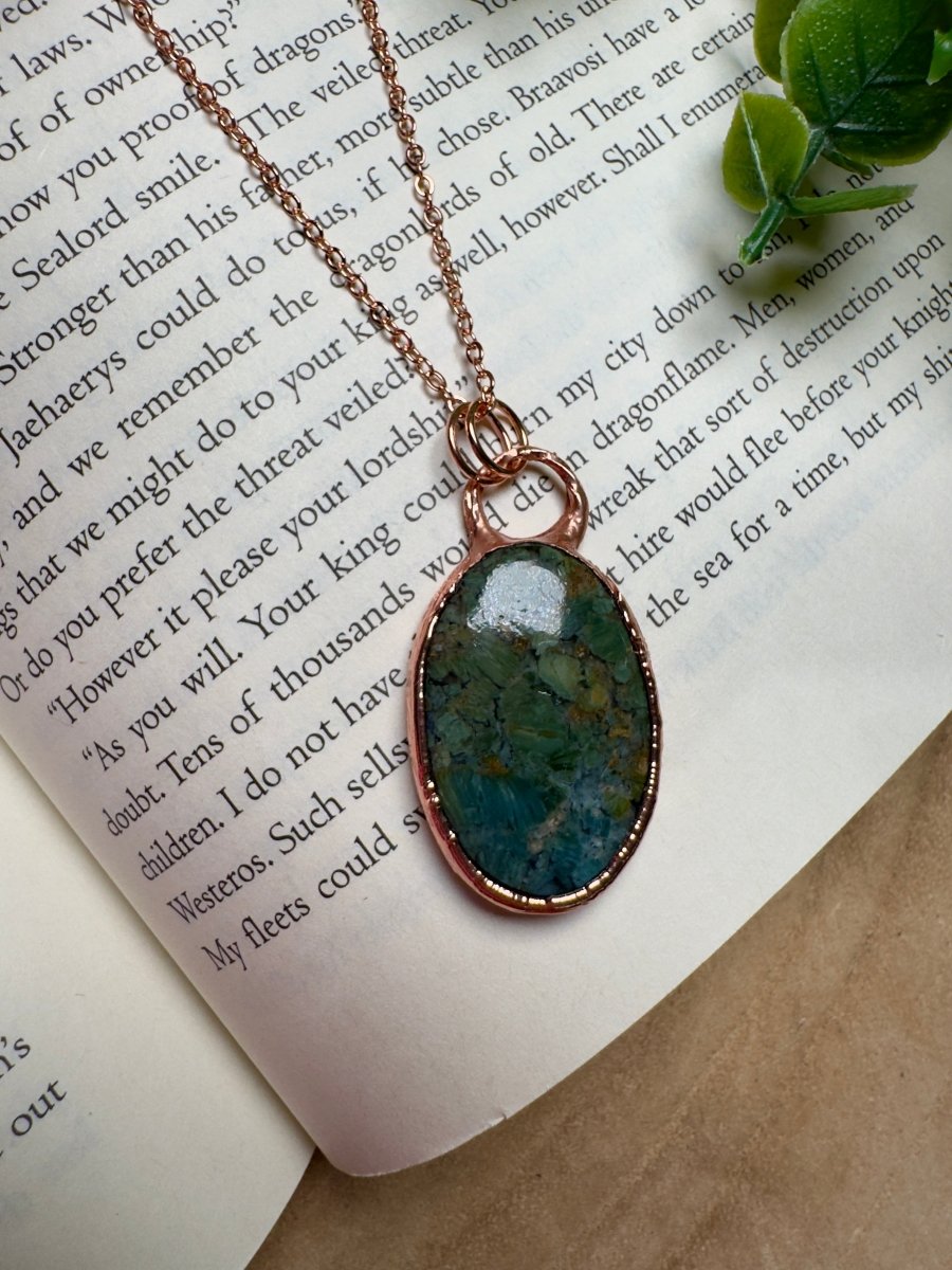 Green Agate Necklace | Copper Ashes