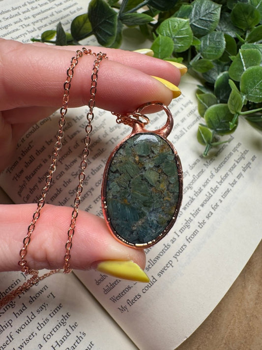 Green Agate Necklace | Copper Ashes