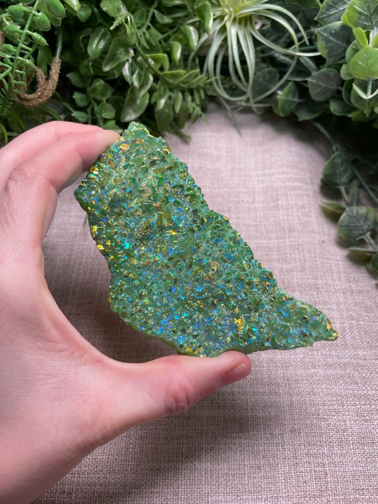 Green Aura Quartz Cluster | Copper Ashes