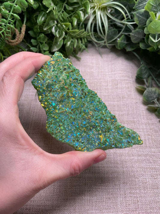 Green Aura Quartz Cluster | Copper Ashes