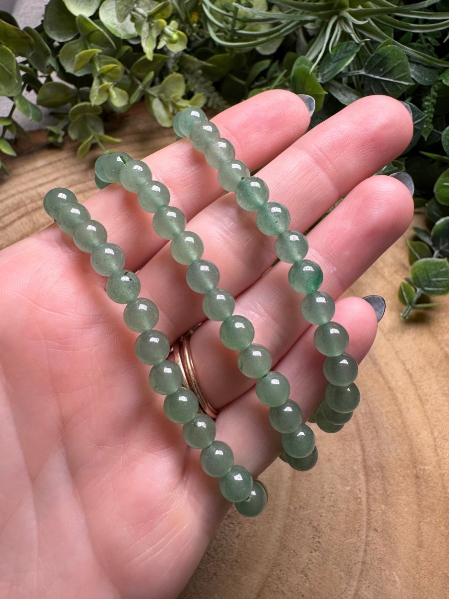 Green Aventurine Beaded Bracelet with 6mm Beads | Copper Ashes