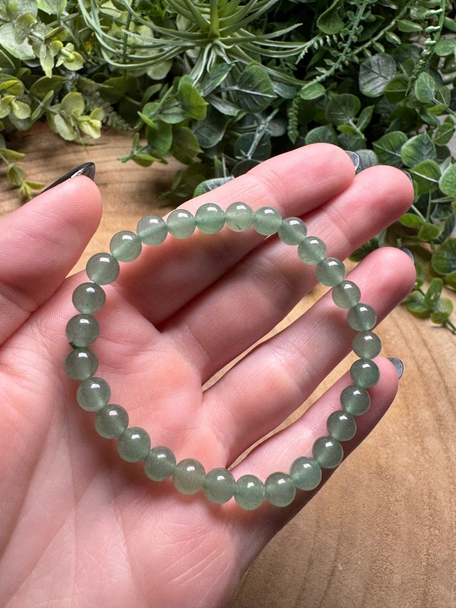 Green Aventurine Beaded Bracelet with 6mm Beads | Copper Ashes