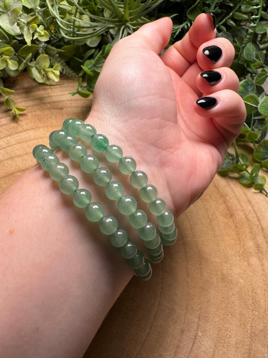 Green Aventurine Beaded Bracelet with 6mm Beads | Copper Ashes