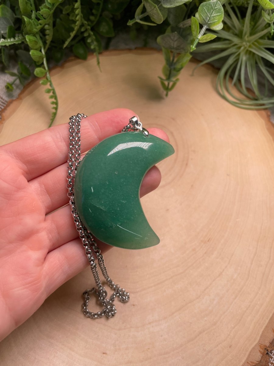 Green Aventurine Chunky Moon Necklace | Copper Ashes