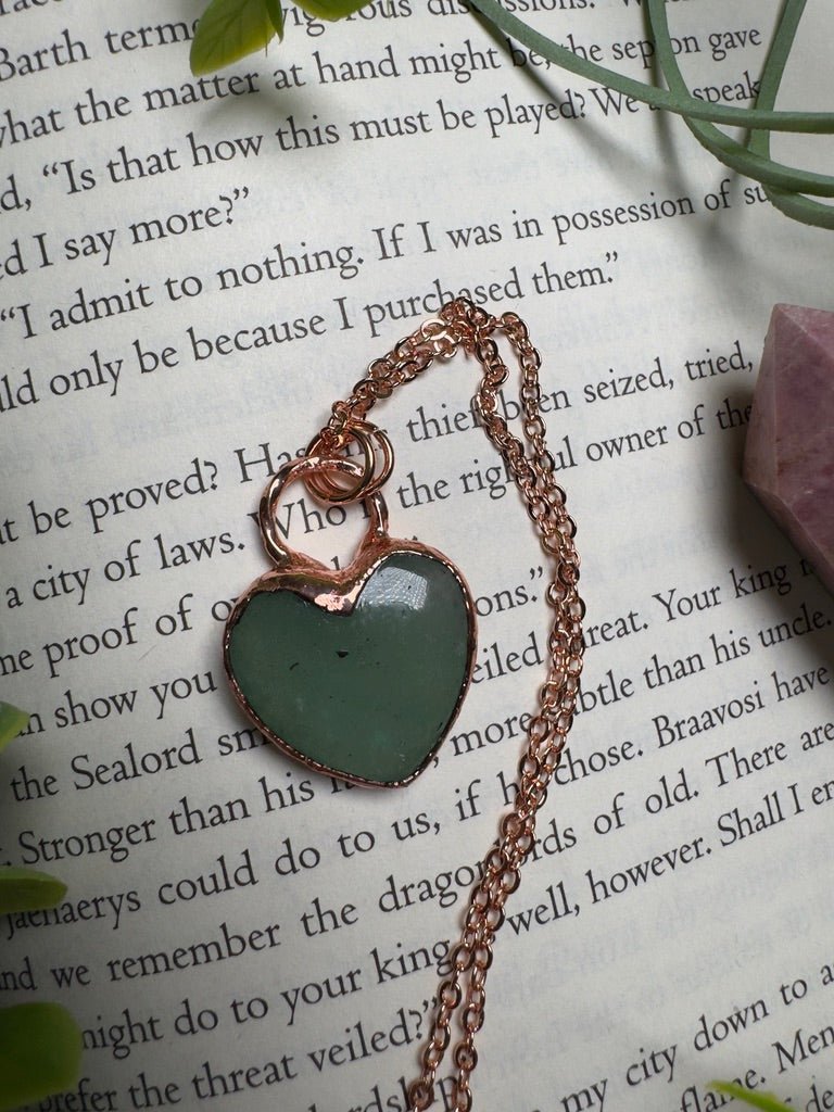 Green Aventurine Heart Necklace | Copper Ashes