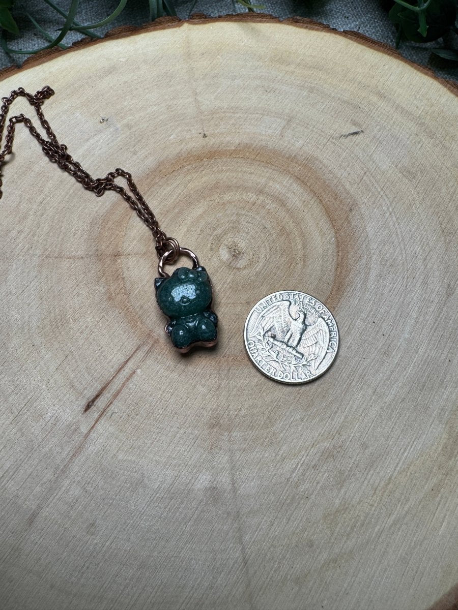 Green Aventurine Hello Kitty Necklace | Copper Ashes