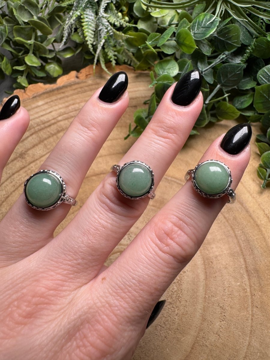 Green Aventurine Ring Adjustable | Copper Ashes