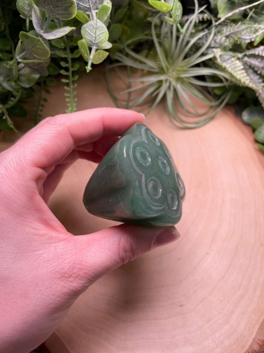 Green Aventurine Water Lily/Lotus Seed Pod | Copper Ashes
