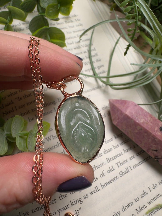 Green Aventurine Yoni Necklace | Copper Ashes