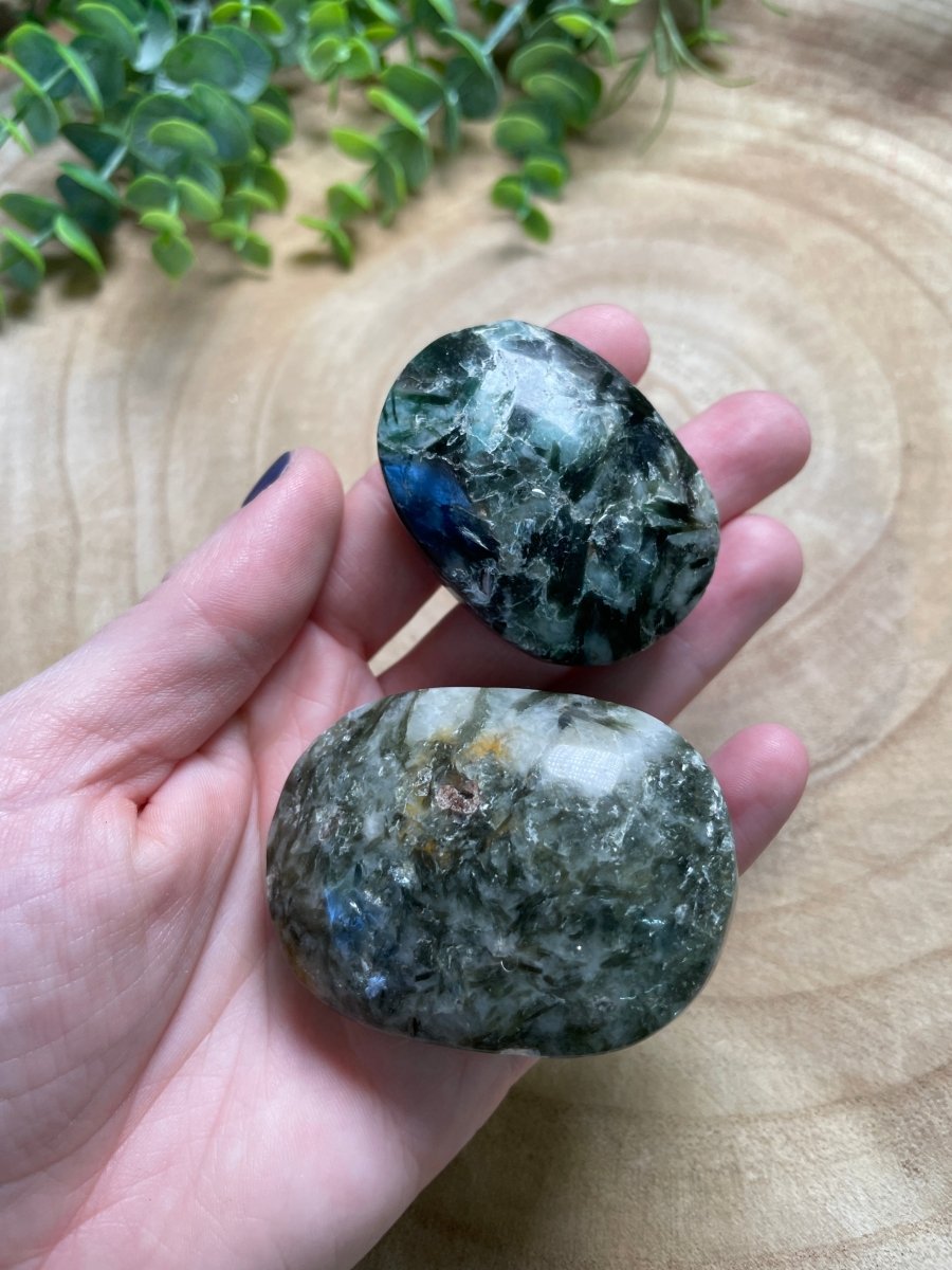 Green Lepidolite Palm Stone | Copper Ashes