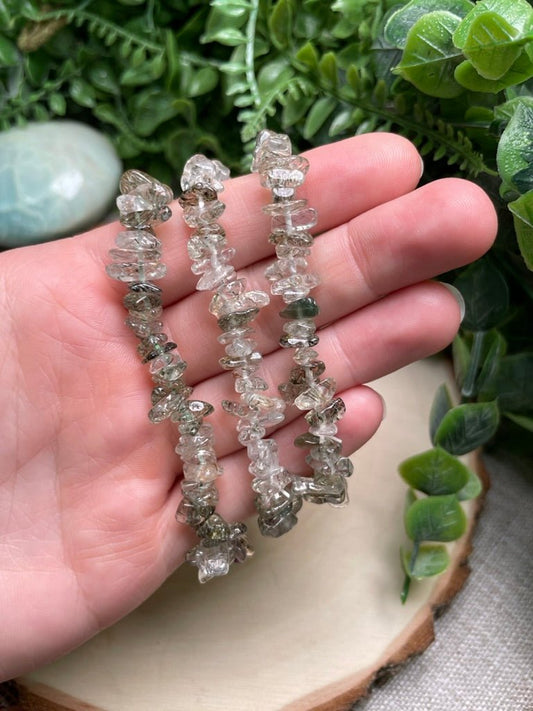 Green Rutile Quartz Chip Bracelet | Copper Ashes