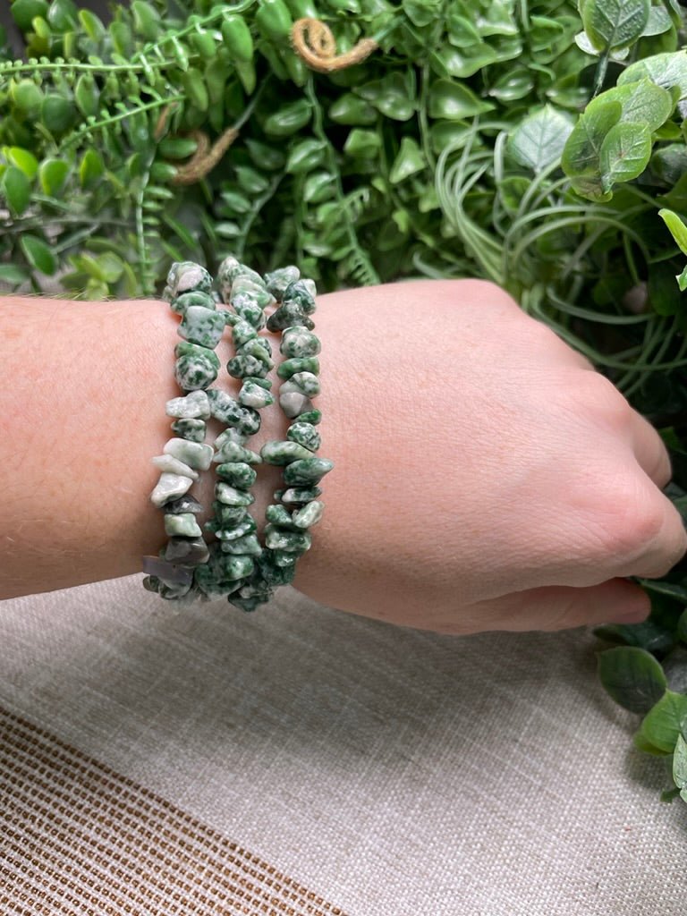 Green Speckled Jasper Chip Bracelet | Copper Ashes