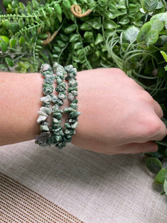 Green Speckled Jasper Chip Bracelet | Copper Ashes