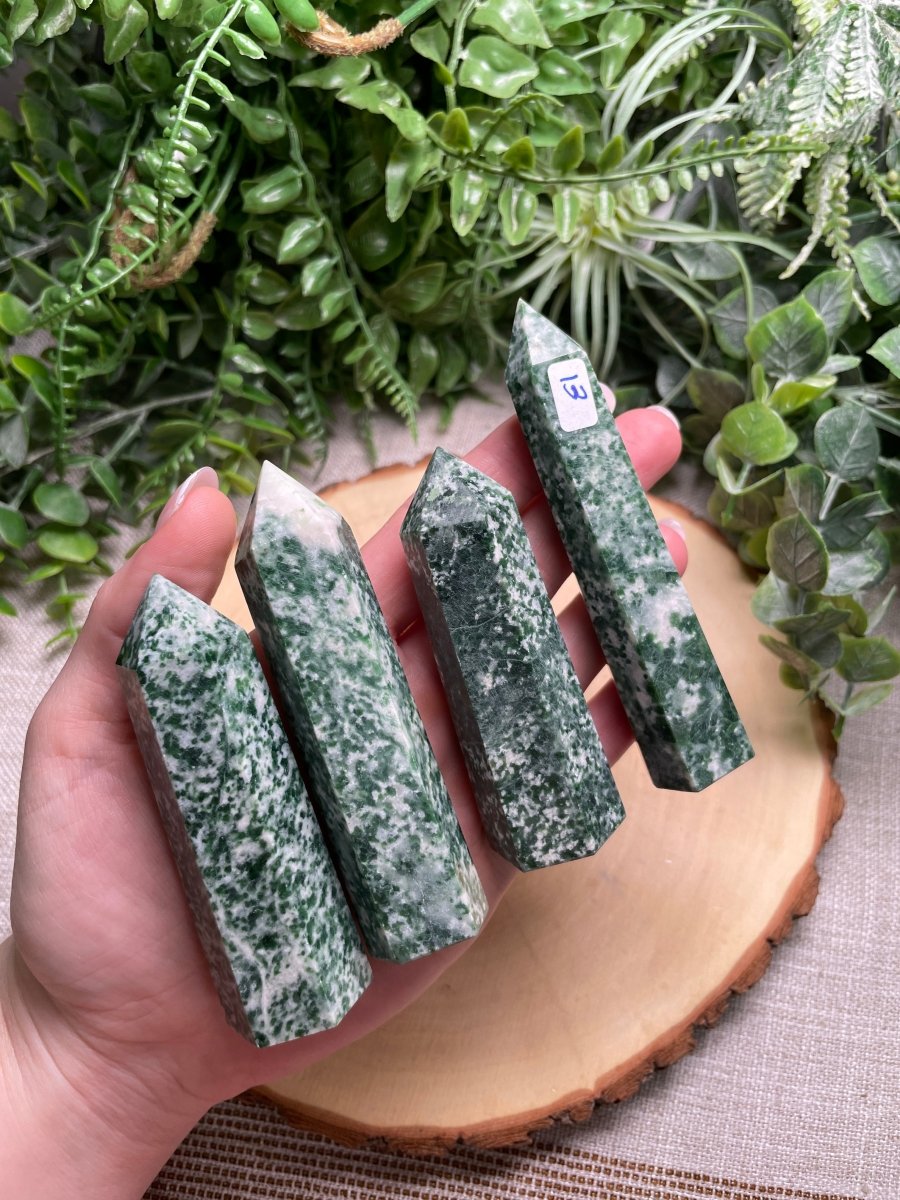 Green Speckled Jasper Tower | Copper Ashes