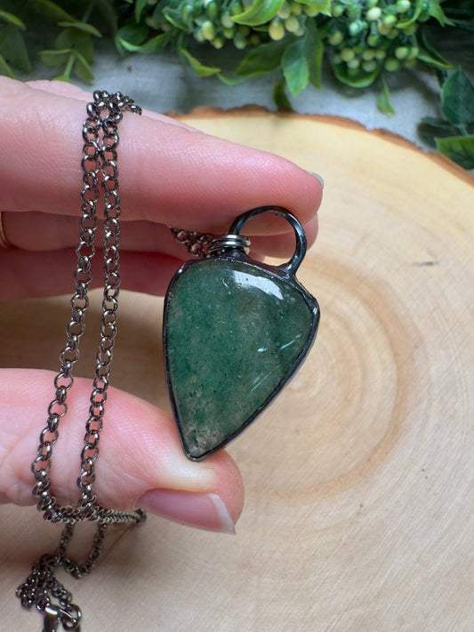 Green Strawberry Quartz Necklace | Copper Ashes