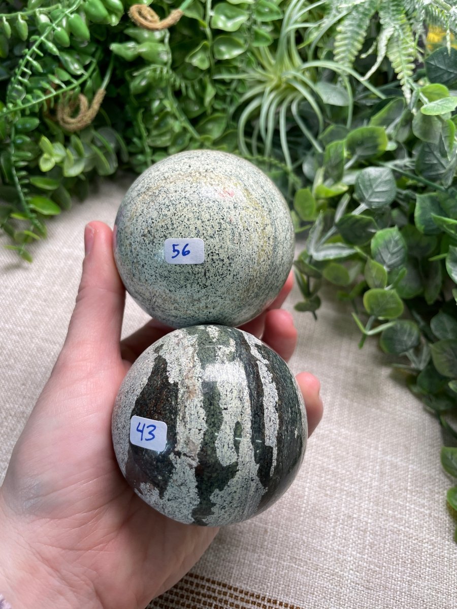Green Zebra Jasper Sphere | Copper Ashes