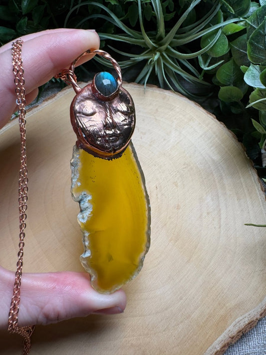 Hannah - Labradorite and Agate Goddess Necklace | Copper Ashes