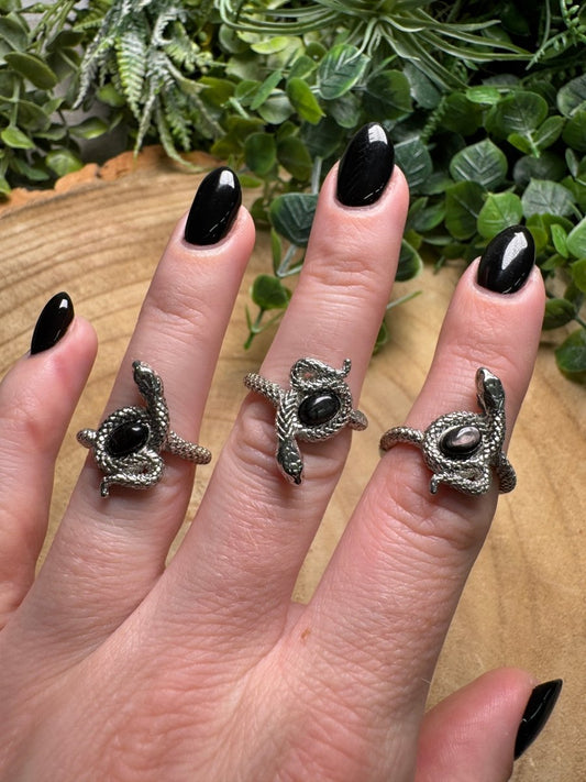 Hypersthene Snake Ring Adjustable | Copper Ashes