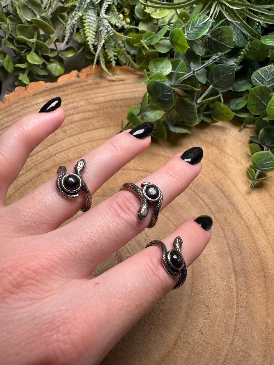 Hypersthene Snake Ring Adjustable | Copper Ashes