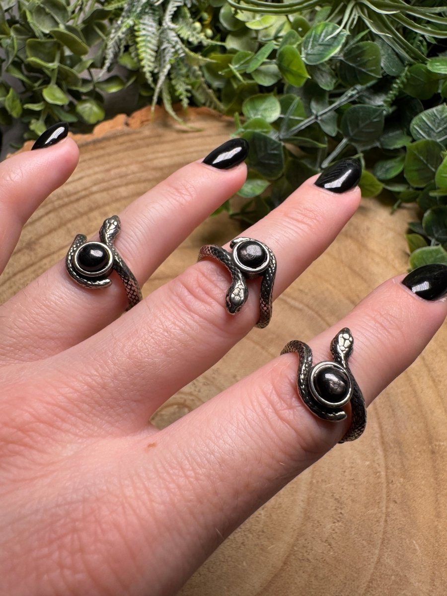 Hypersthene Snake Ring Adjustable | Copper Ashes