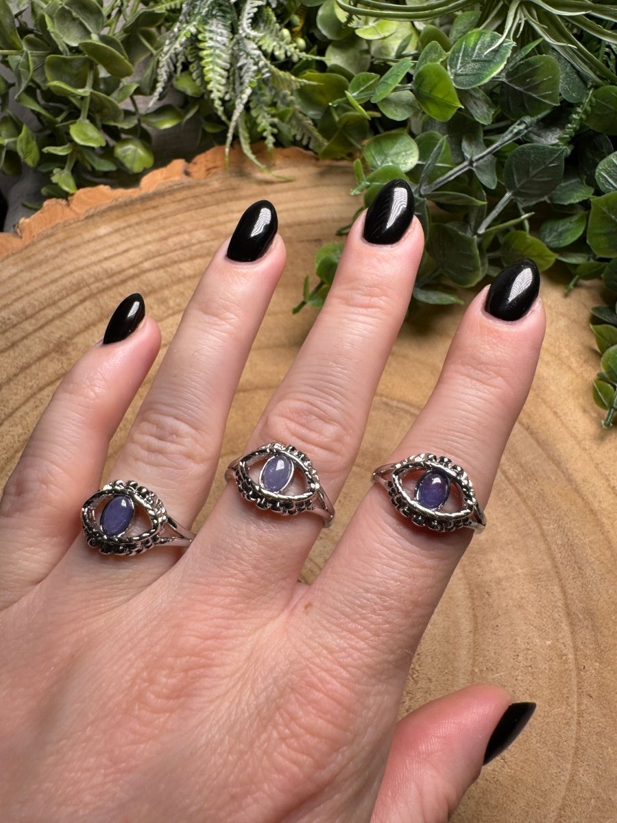 Iolite Evil Eye Ring Adjustable | Copper Ashes
