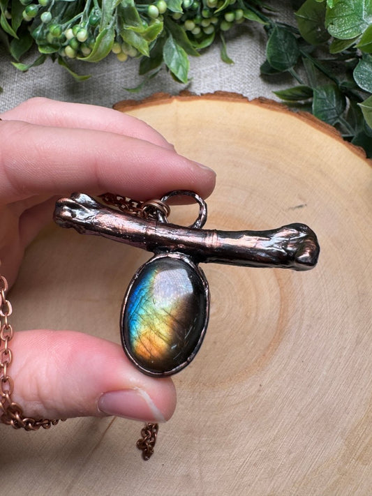 Juniper - Bone and Labradorite Necklace | Copper Ashes
