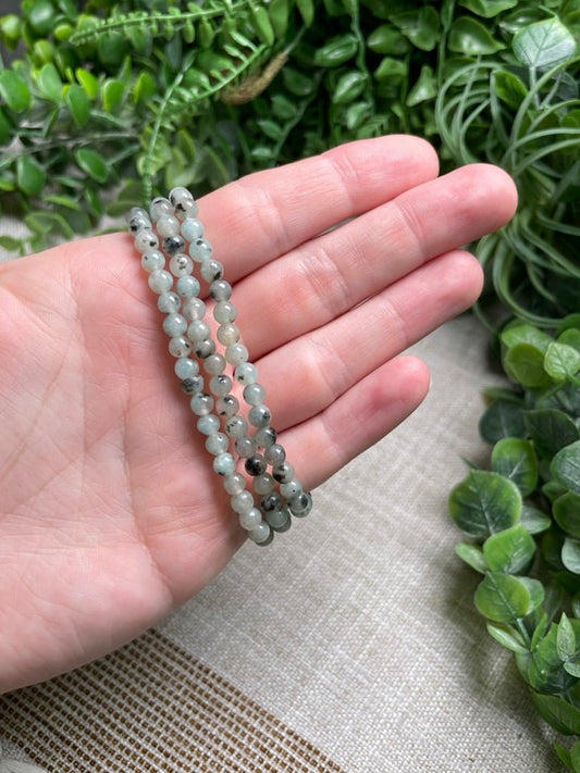 Kiwi Jasper 4mm Beaded Bracelet | Copper Ashes