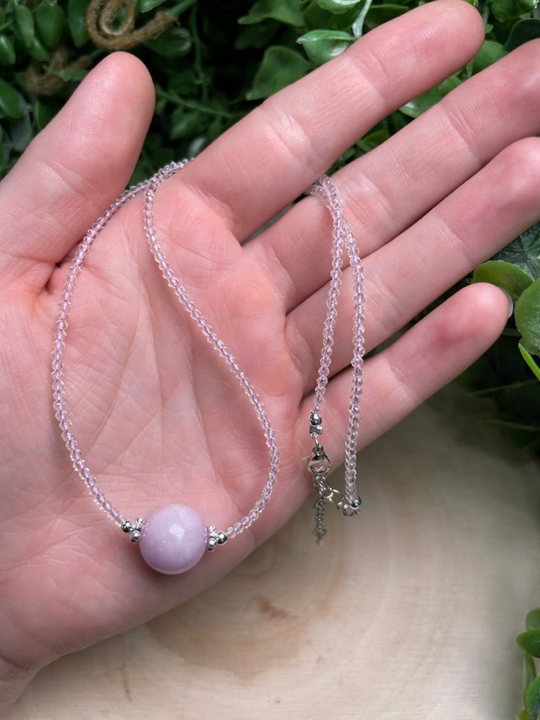 Kunzite and Clear Quartz Choker Necklace | Copper Ashes