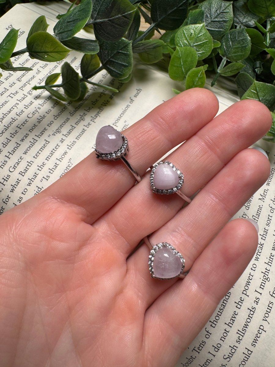 Kunzite Heart Adjustable Ring | Copper Ashes